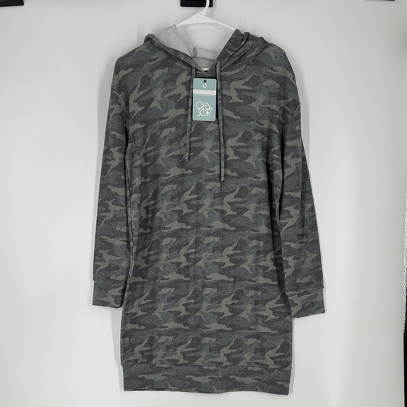 Chaser Tops - NWT Chaser Camo Green Hoodie Tunic